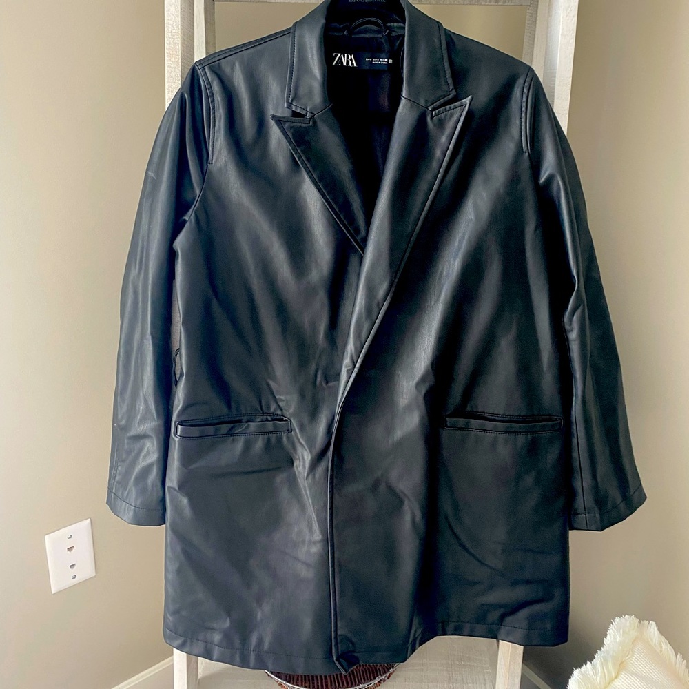 Zara Women's small black leather Jacket